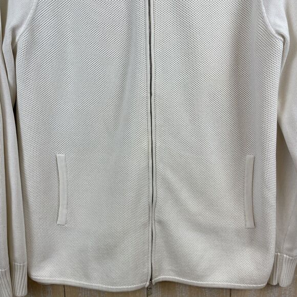 Loro Piana Women's Sweater Size 42 Cream Raglan Full-Zip Pockets Silk Blend READ - Picture 2 of 13